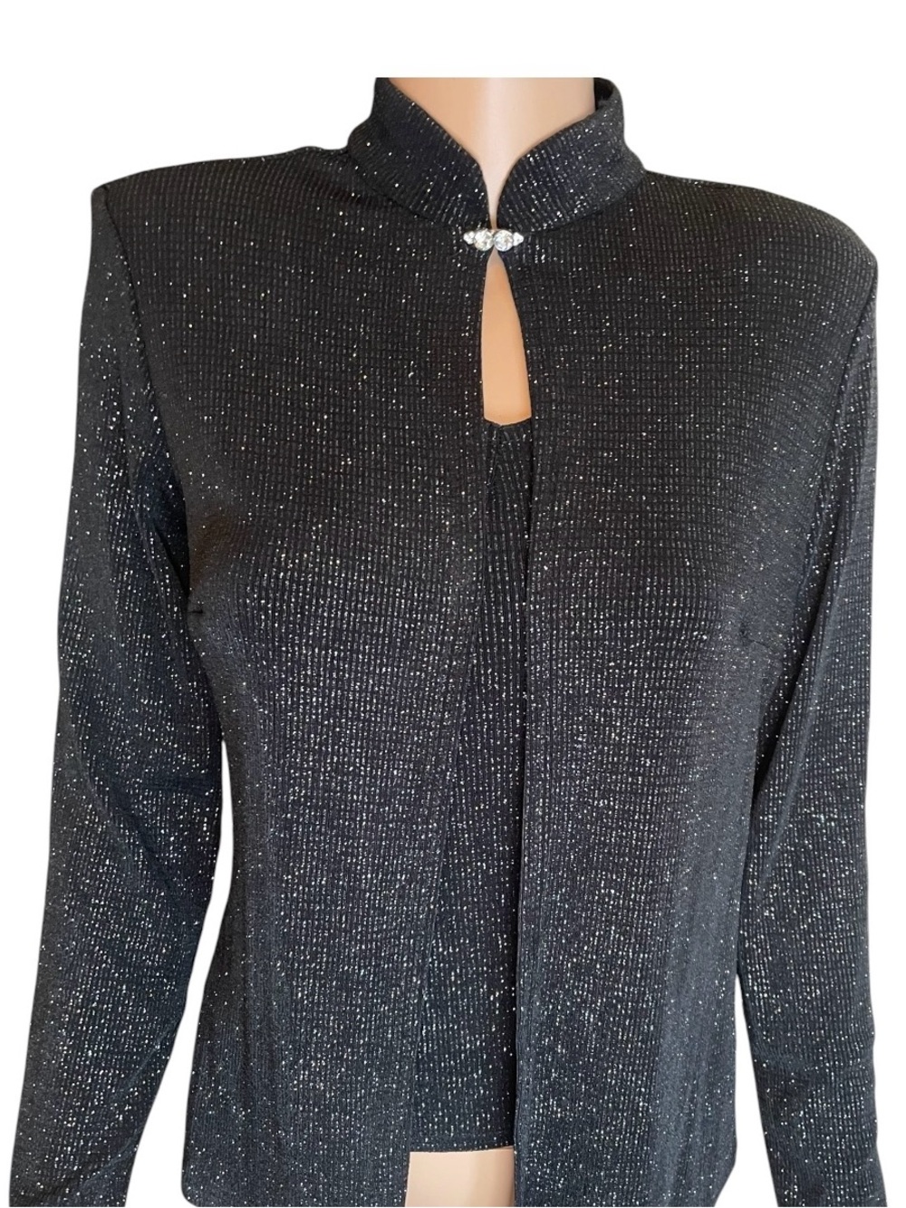 Onyx Nite Black twin set with silver metallic thread S